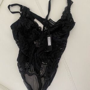 BCBGMaxAzria Black Lace Bodysuit